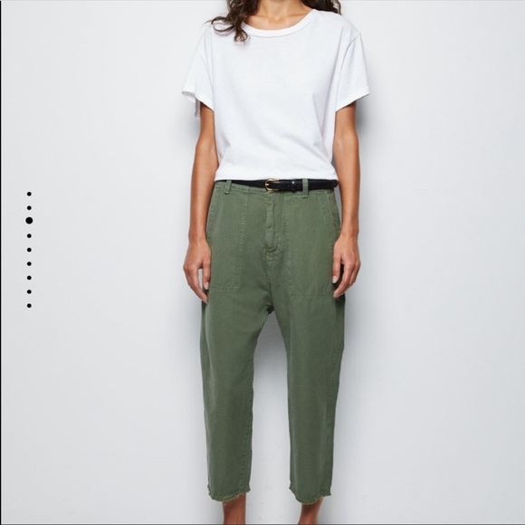 Nili Lotan Pants - Nili Lotan Luna Slouchy cropped pants green